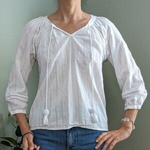 J. Crew white cotton peasant blouse